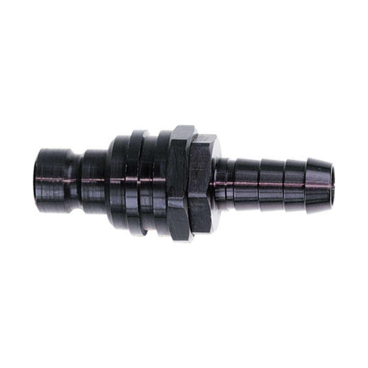 Q/R #5 Str Male Plug w/ Hose Barb Valved Black - SMINKpower.eu